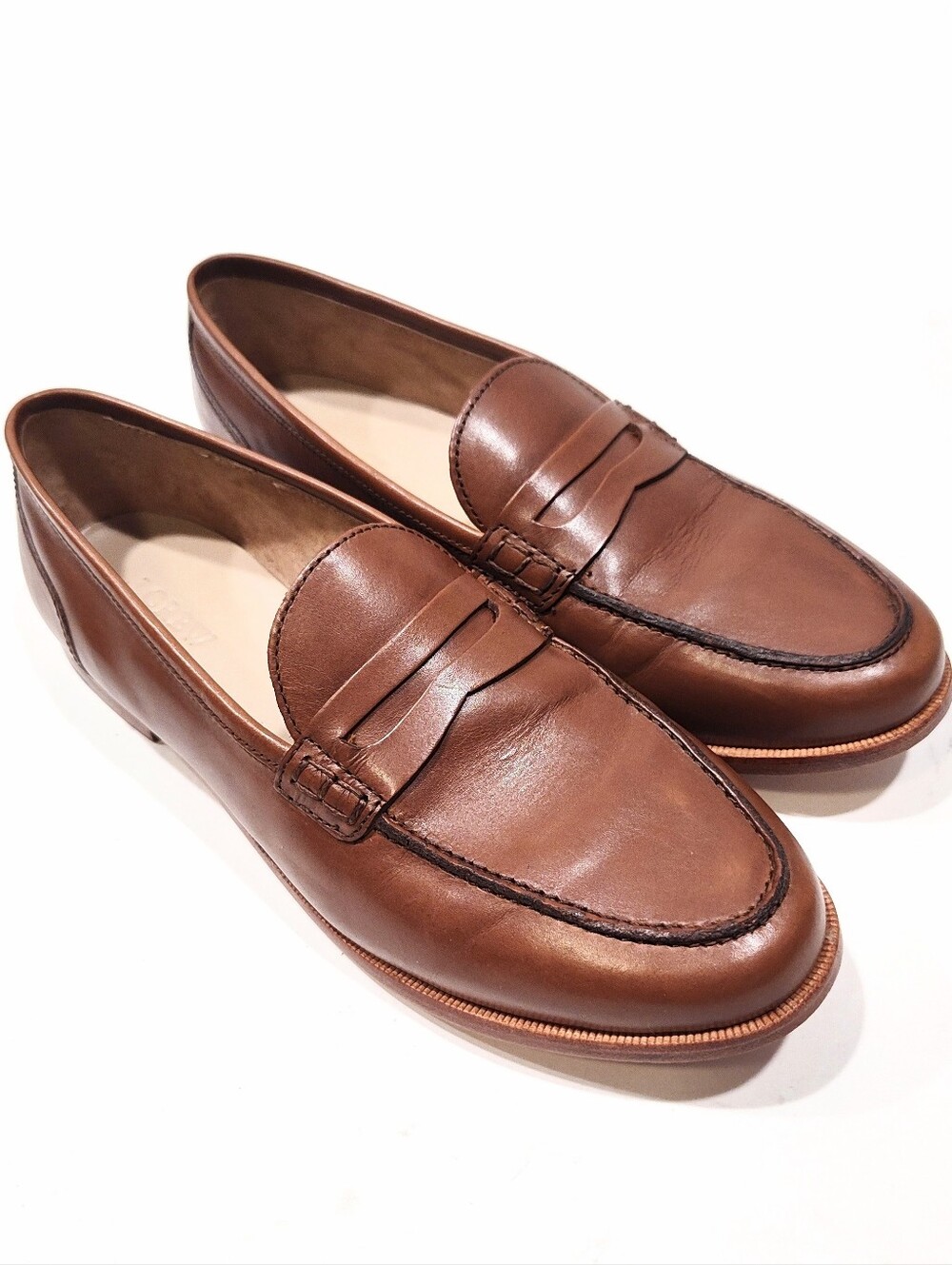 J.CREW Ryan Penny Loafer Women's 8.5 Tan Brown Leather Slip On Flats H8200